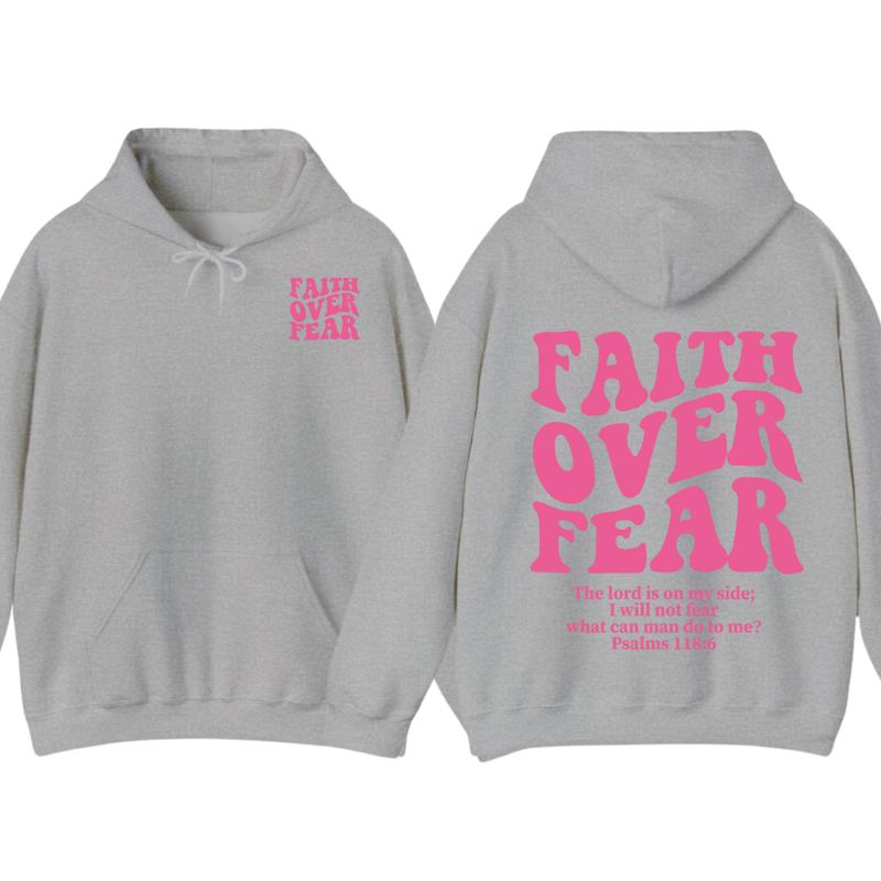 Faith Over Fear Christian Hoodie Bible Verse, Jesus Hoodie, Church hoodie, unisex