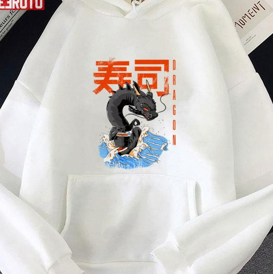 Anime Style Dragon Rolls Sushi Unisex Hoodie