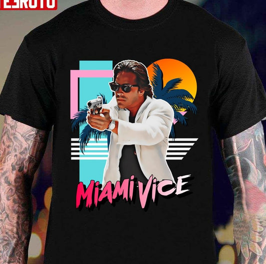 Retro Miami Vice 80s Sonny Crockett Tribute Unisex T-shirt