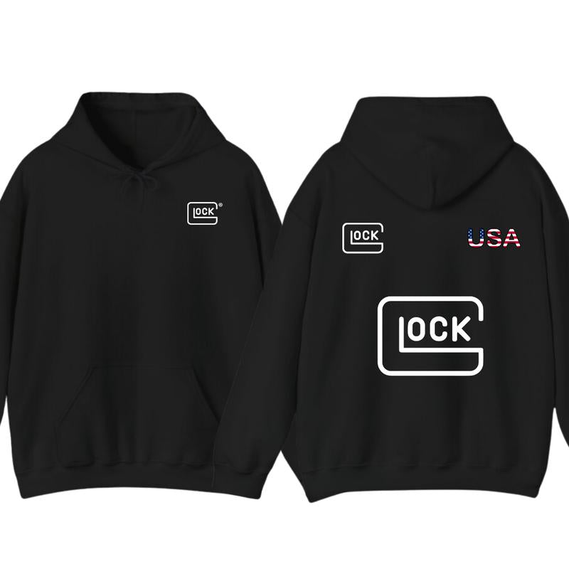 Glock Hoodie with USA Flag Design for Men, Classic Fit - Classic