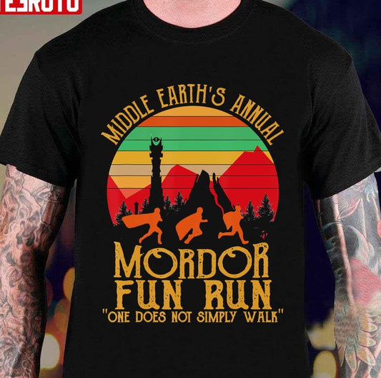 Mordor Fun Run One Does Not Simply Walk Vintage Retro Unisex T-shirt
