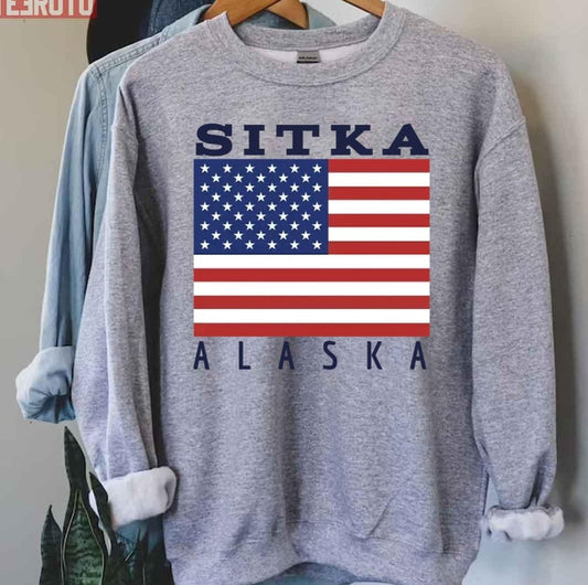 Sitka Alaska Usa Flag Unisex Sweatshirt