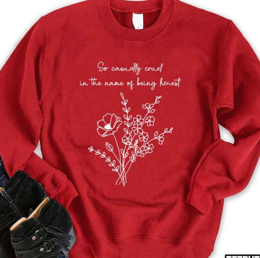 So Casually Cruel In The Name Of Being Honest Taylor Swift Red Unisex Sweatshirt