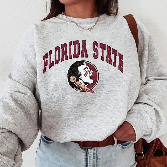 Florida State Seminoles Vintage Football NCAA Trendy Sweatshirt, Florida State University Unisex Football NCAA Shirt, Gift For Men, Gift For Girls, Cr