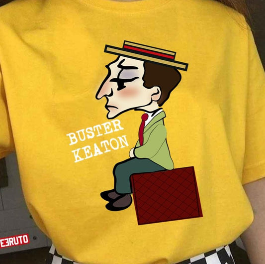 Retro Buster Keaton Sitting On A Case Photographic Unisex T-Shirt