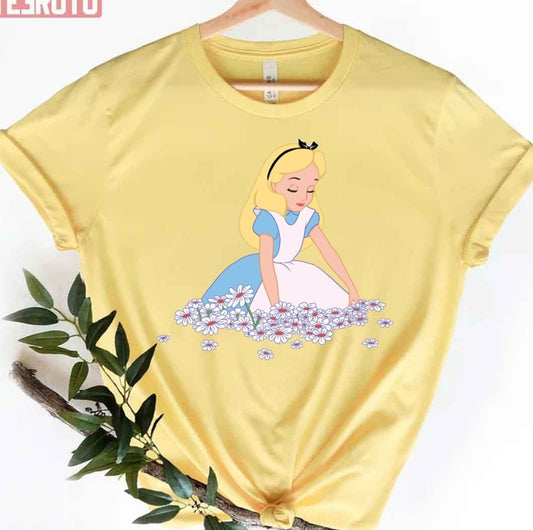 Sitting On Flowers Alice In Wonderland Unisex T-Shirt