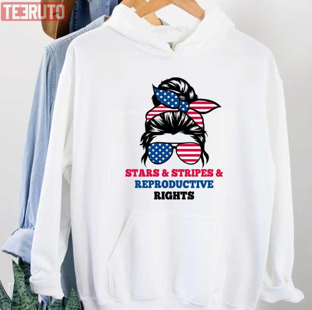 Stars Stripes Reproductive Rights Messy Bun 4th Of July Retro Unisex T-Shirt