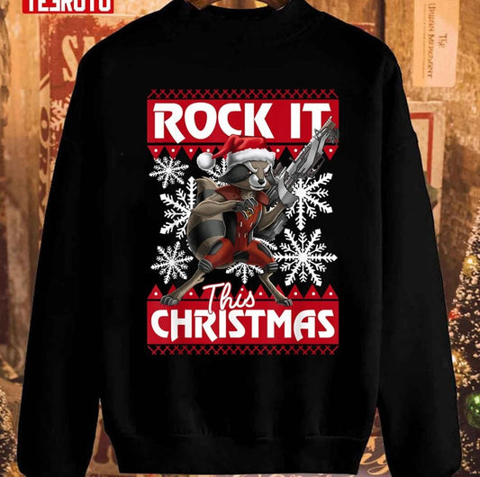 Rock It This Christmas Marvel Rocket Raccoon Unisex Sweatshirt
