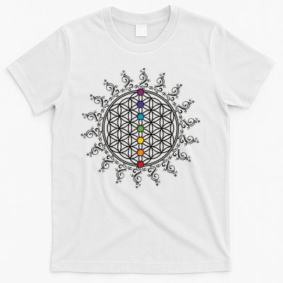 Flower Of Life Sacred Geometry Yoga Chakras Meditation T-Shirt