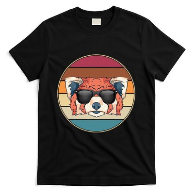 Funny Wild Animal Zoo Keeper Gift Retro Sunglasses Red Panda T-Shirt