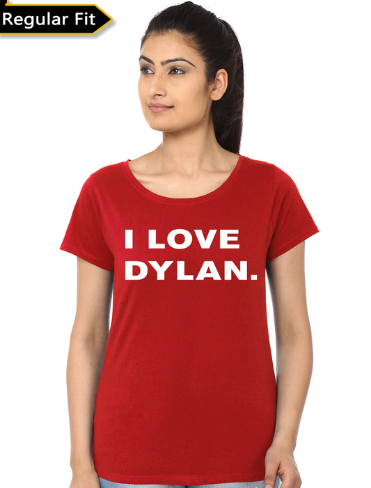 I Love Dylan. Red Girls T-Shirt