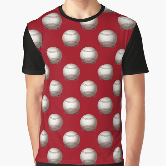 Baseballs on Red Background Graphic T-Shirt