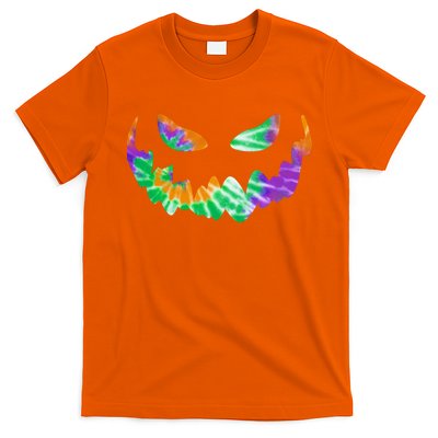 Halloween Pumpkin Green Orange Purple Tie Dye Face T-Shirt