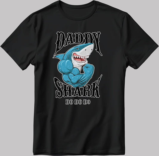 Daddy Shark Do Do Do Short Sleeve White-Black Men's / Women's T Shirt D343