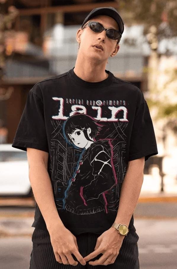 Serial Experiments Lain T-Shirt Cyberpunk Shirt Anime Manga Gift Unisex Shirt Vintage 90s T-Shirt