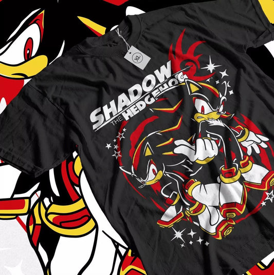 Hedgehog Shadow T-shirt Speedster Energy,Sonic,Japanese Anime Hero,Gaming Legend Apparel,Manga-Inspired Action Wear, Anime Manga Shirt