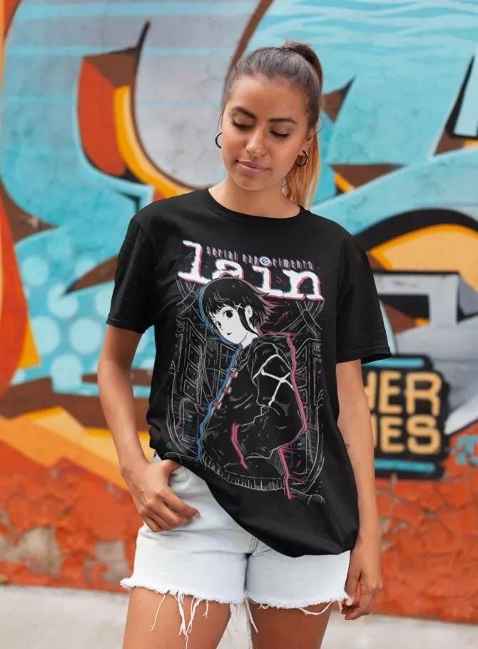 Serial Experiments Lain T-Shirt Cyberpunk Shirt Anime Manga Gift Unisex Shirt Vintage 90s T-Shirt
