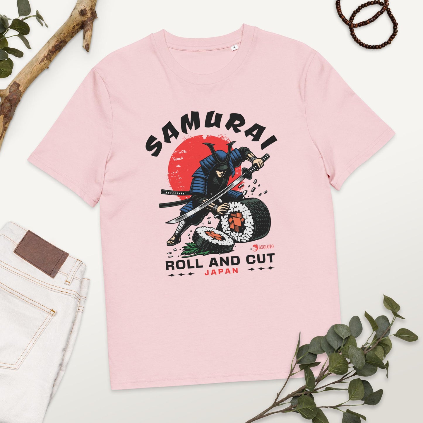 100% Cotton Samurai Roll & Cut T-Shirt - Funny Sushi Katana Graphic Tee - Japanese Food Lover Shirt - Unique Anime Streetwear, Meme Tshirt
