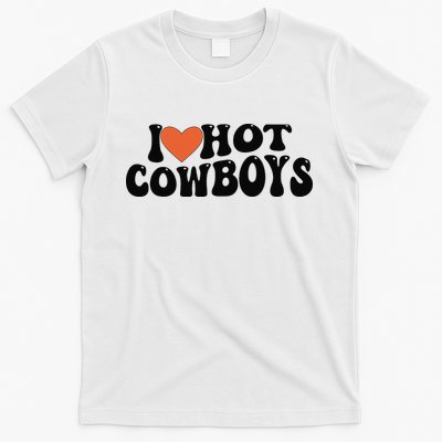 I Love Hot Cowboys Groovy Retro I Love Cowboys T-Shirt