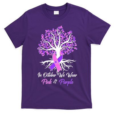 In October We Wear Pink And Purple Domestic Violence Breast Cancer Awareness T-Shirt