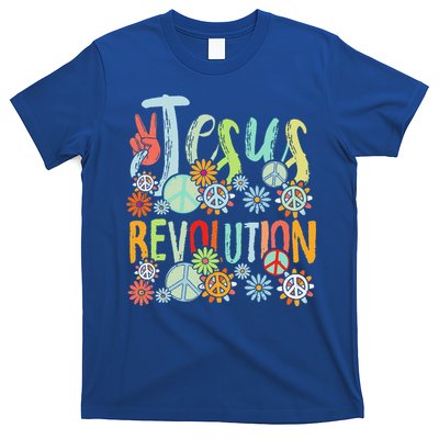 Jesus Revolution Faith Retro Groovy Flower Peace Sign T-Shirt