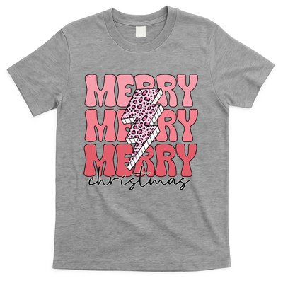 Merry Christmas Groovy Retro Lightning Bolt T-Shirt