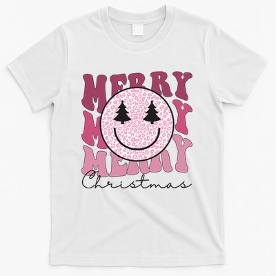 Merry Christmas Retro Leopard Smile T-Shirt