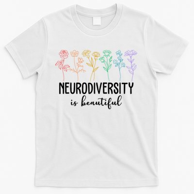 Neurodiversity Is Beautiful Colorful Flowers T-Shirt
