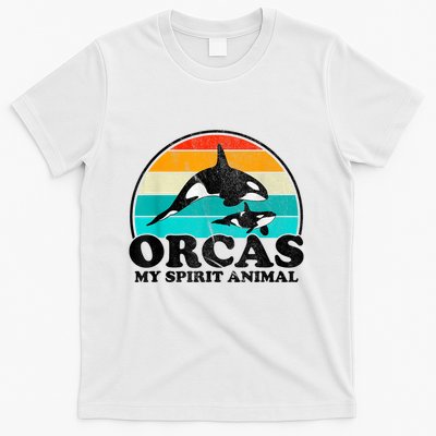 Orcas My Spirit Animal Orca Whale Retro Sunset Sea T-Shirt