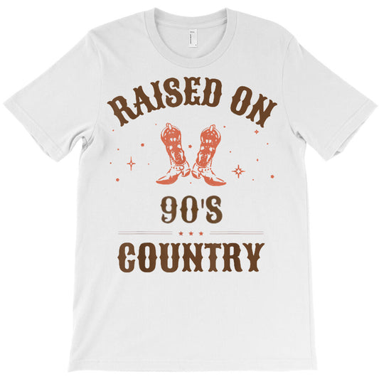 raised on 90s country retro music western cowboy cowgirl t shirt T-Shirt