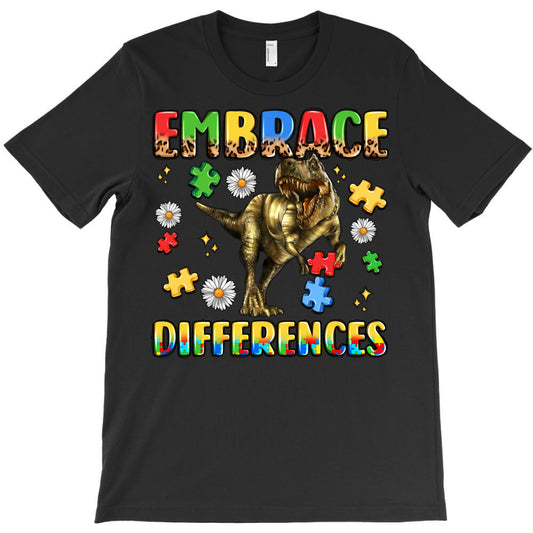 embrace diversity with dinosaur and puzzle pieces T-Shirt