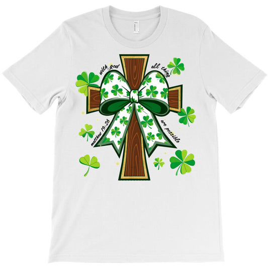 Shamrock Cross With God All Things Possible T-Shirt