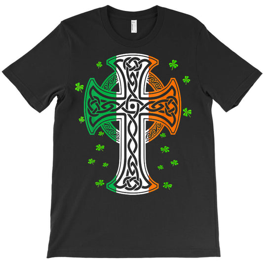 irish celtic cross christ ireland flag shamrock st patrick's t shirt T-Shirt