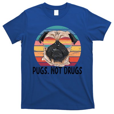 Pugs Not Drugs Funny Pug Lover Retro Vintage Gift T-Shirt