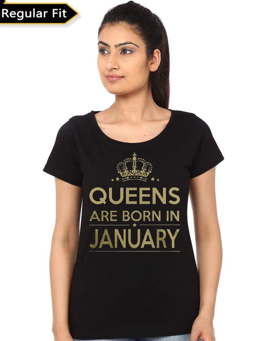 Queens Are Born In January Black Girlâ€™s T-Shirt Style001
