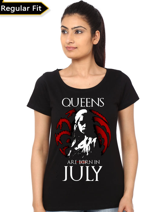Queens Are Born In July Daenerys Targaryen Girlâ€™s Black T-Shirt