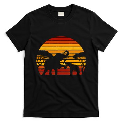 Retro Africa Animal Zoo Keeper Gift Safari Sunset Elephant T-Shirt