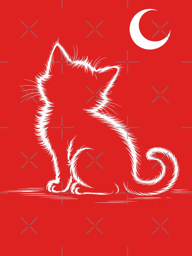 A cat sitting contemplating the moon Classic T-Shirt