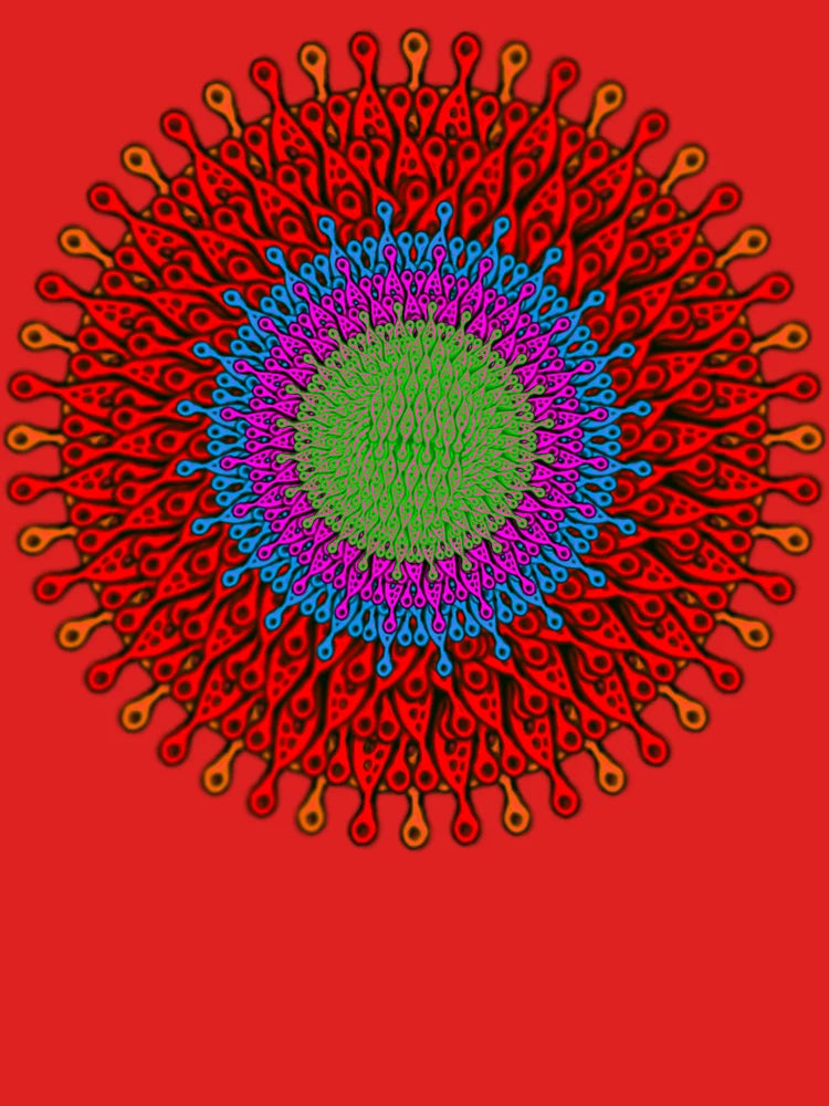 Psychedelic Mandala Bloom in Red and Green Classic T-Shirt