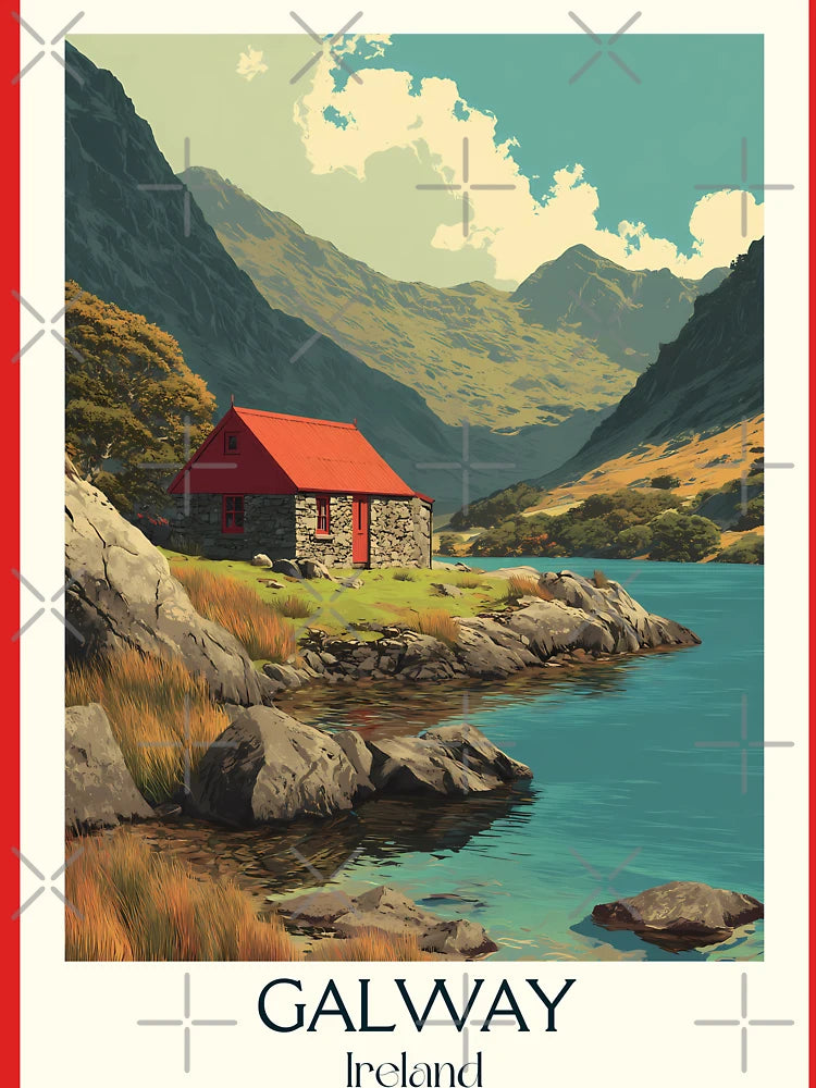 Galway Countryside Poster – Red Cottage in Highland Solitude Classic T-Shirt