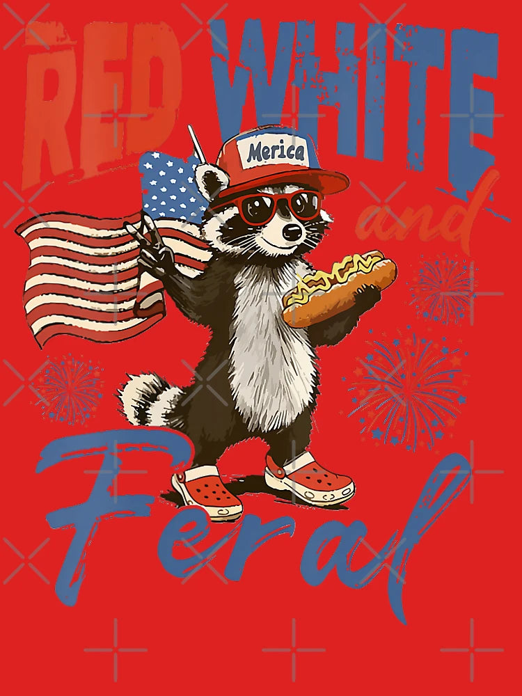 Funny 4Th Of July Patriotic Cute Red White And Feral Raccoon Classic T-Shirt