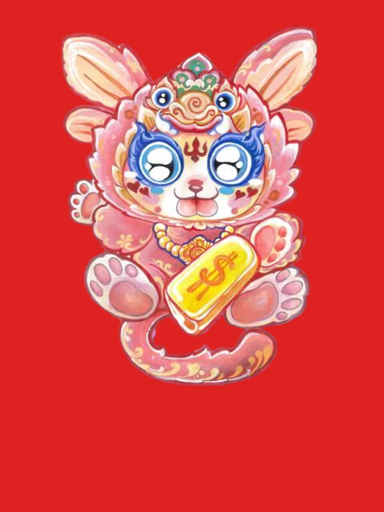 Lalula Lucky Wealth Guardian – Hand-Drawn Mu-Telu Inspired Kawaii Art (No AI) Classic T-Shirt