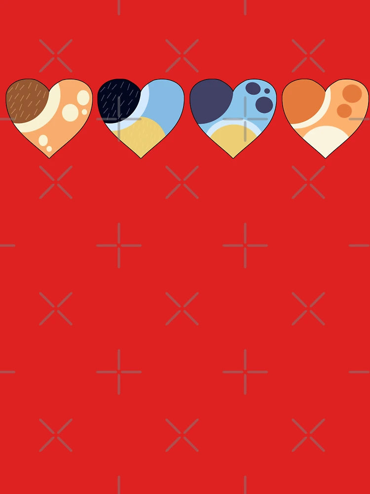 Heeler Family Love Hearts | Bluey-Inspired Color Palette Hearts Classic T-Shirt