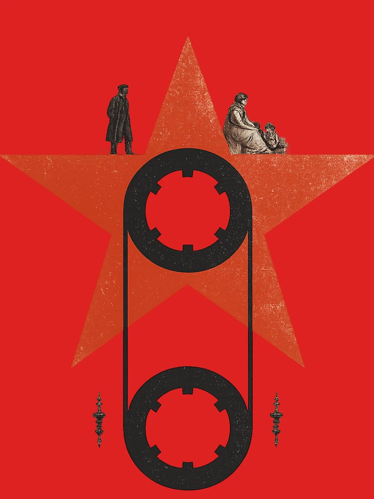 Retro Industrial Red Star with Vintage Figures Art Print Classic T-Shirt