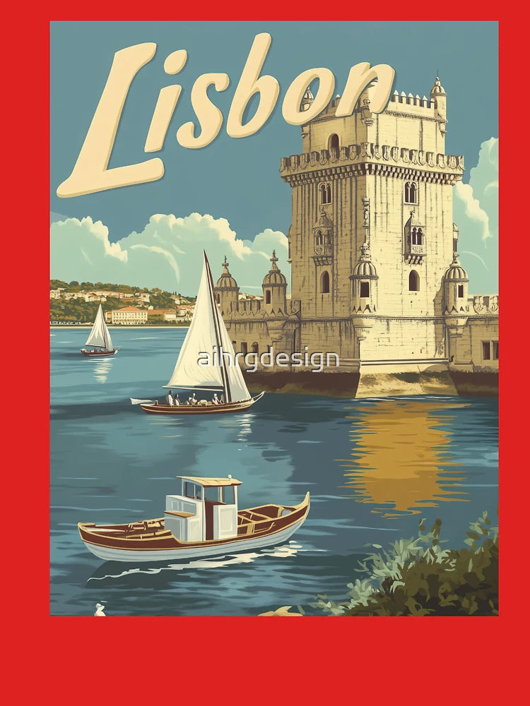 Sailboats float gracefully in the tranquil waters near the historic Belem Tower, showcasing Lisbons enchanting waterfront Classic T-Shirt