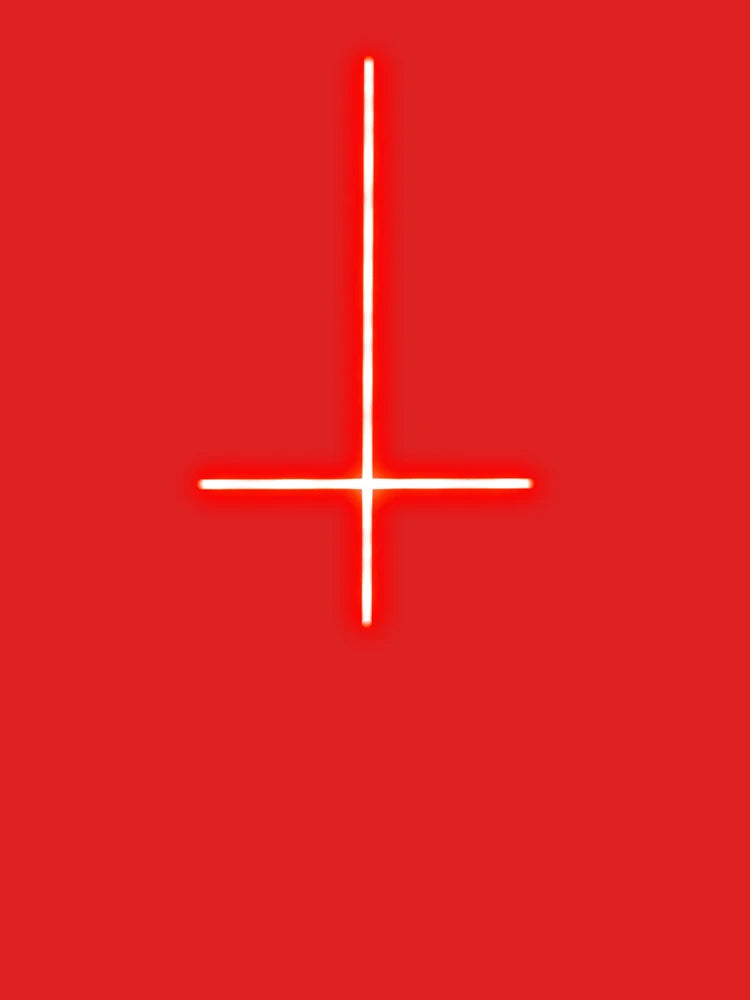 Glowing Red Evil Upside Down Cross  Classic T-Shirt
