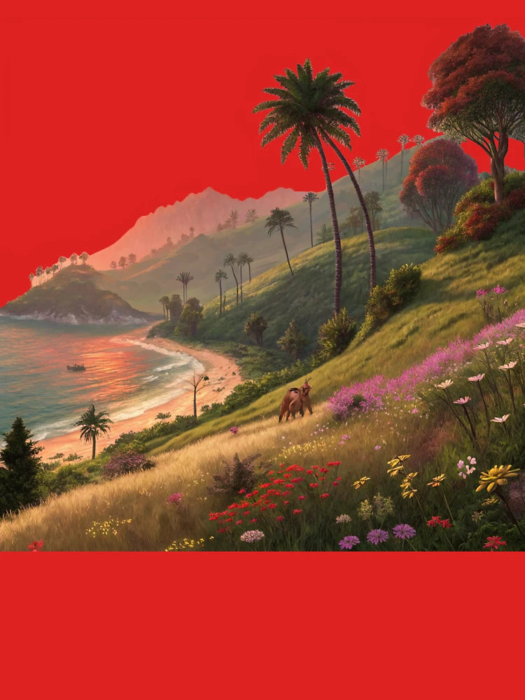 Enchanting Sunset: Mystical Hillside Seaside Forest Classic T-Shirt