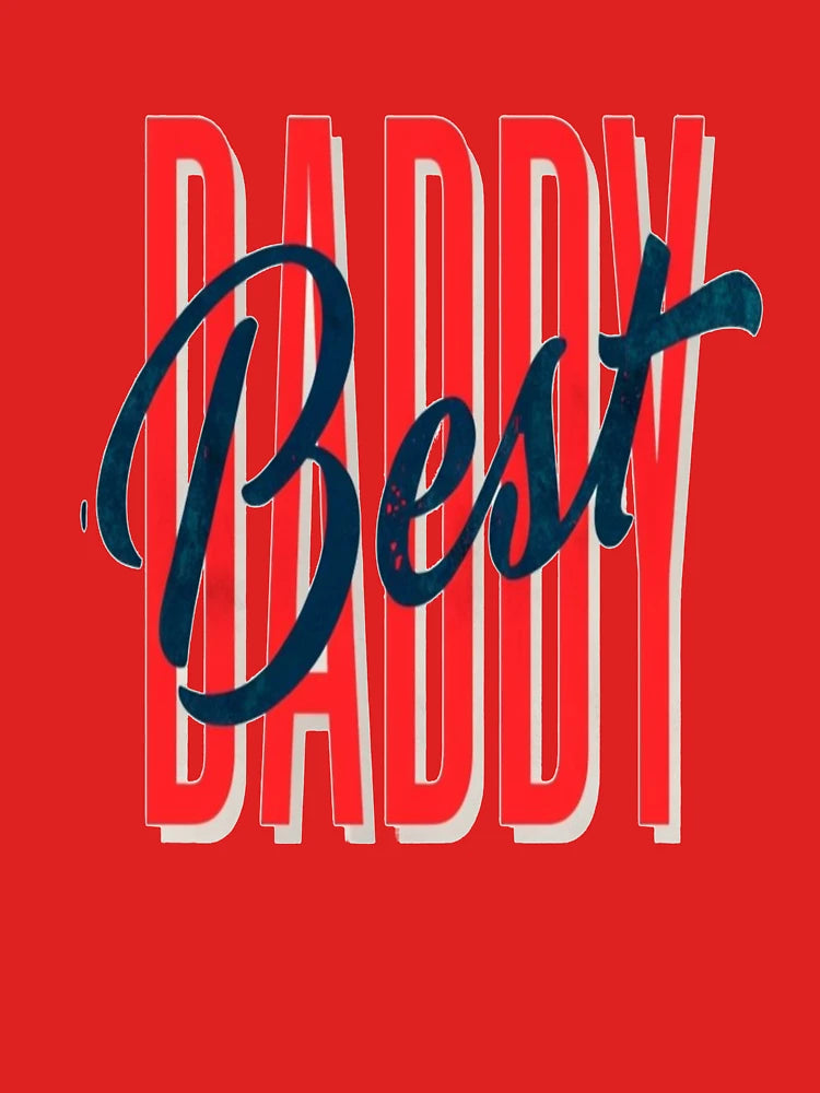 Best DADDY - Navy Blue Cursive Over Bold Red Text Classic T-Shirt