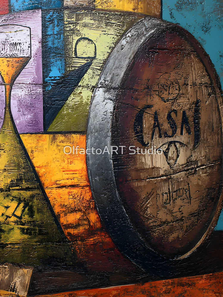 Whisky Barrel Abstracted - Bold Geometric Design on Textured Teal Canvas Classic T-Shirt