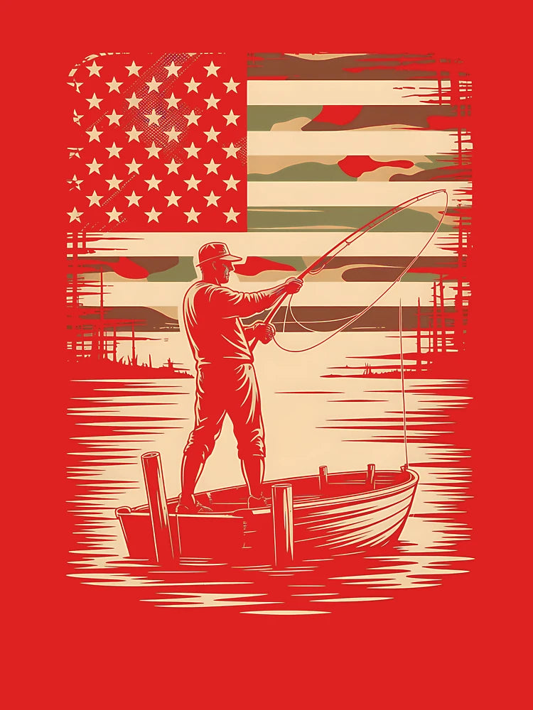 BoredKoalas Camo US Flag Fisherman Vintage Fishing Patriotic Angler Gift Classic T-Shirt